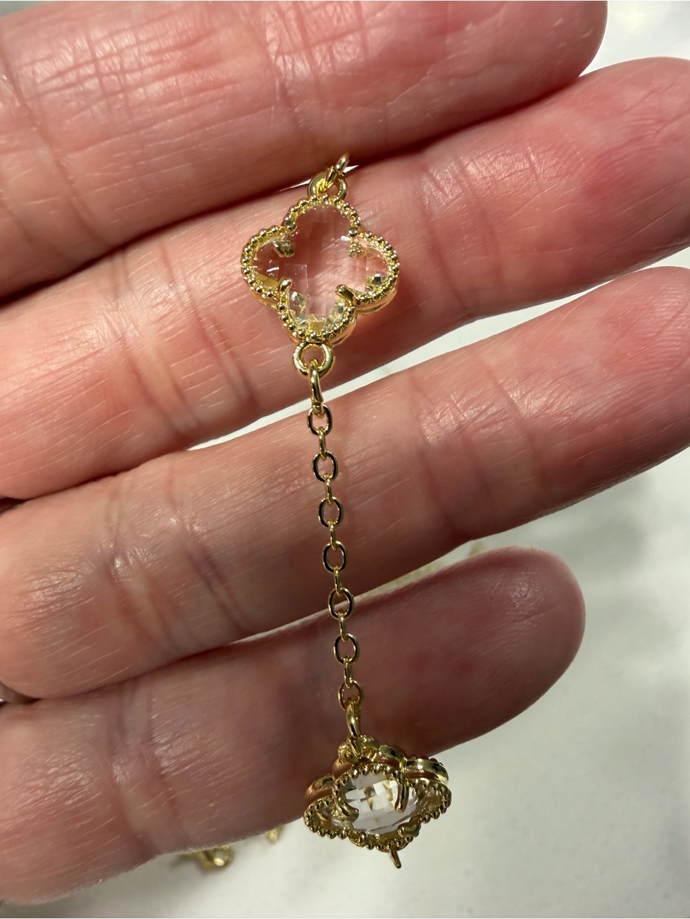GoldOro Clear Clover and Gold-Plated Chain Bracelet
